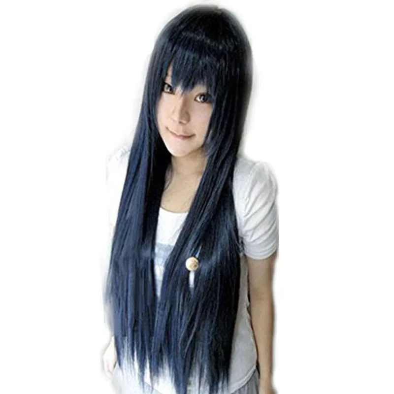 

80cm Umi Dark Blue Natural Long Straight Hyuga Hinata Kuga Kyosuke Vocaloid Synthetic Cosplay Wig With Bangs +Wig Cap