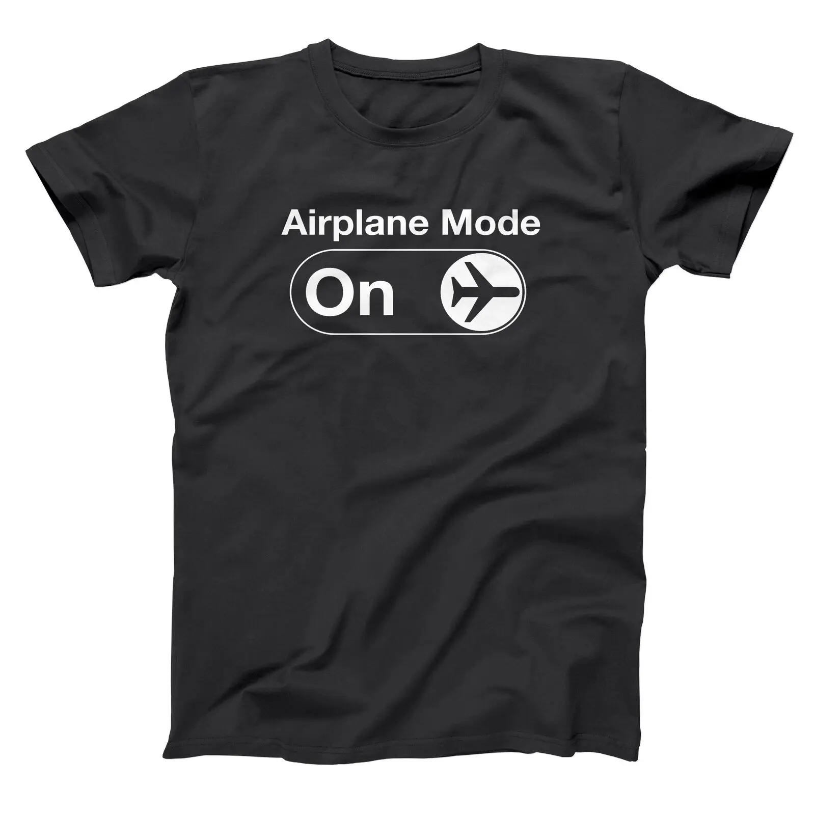 

Airplane Mode On Funny Flyer Pilot Airline Travel Black Basic Men's T-Shirt