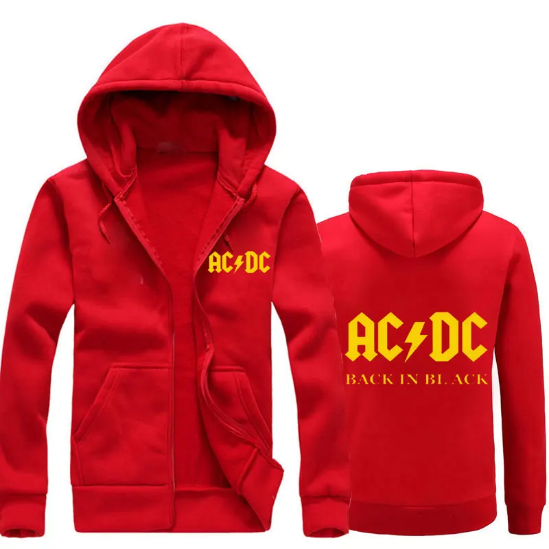 BAIJOE Осенние новые мужские и женские толстовки AC/DC бренд рок графический принт повседневные толстовки хип хоп ZipperFashion с капюшоном Hombre - Цвет: red yellow