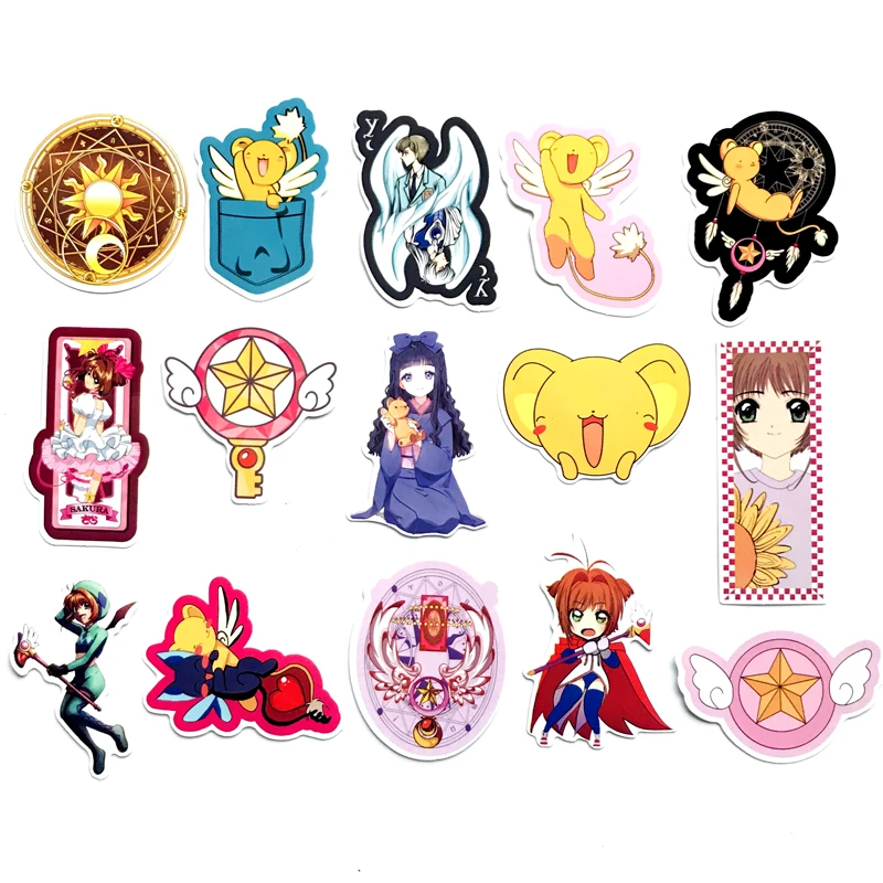 

15pcs Japan Cardcaptor Sakura Car Stickers For Laptop Phone Luggage Bicycle Motorcycle PVC Waterproof Sticker Fashion decals