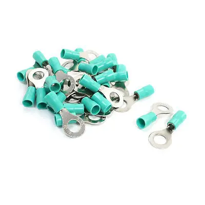 

30Pcs Green PVC Insulating Sleeve Ring Terminals Cable Lug RV5.5-8 AWG12-10