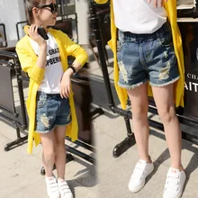 Одежда на весну и лето Новинка; Детские шорты в ковбойском стиле с дырками для девочек