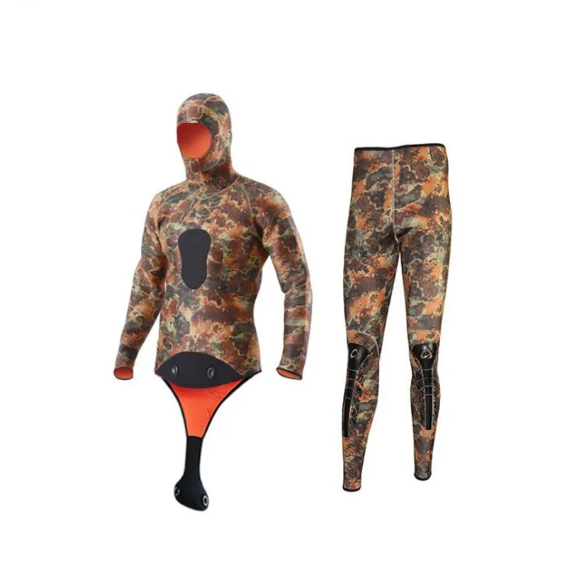 SLINX-5mm-Neoprene-Men-Camouflage-Spearfishing-Swimwear-Wetsuit-Hooded-Two-Pieces-Scuba-Diving-Suit-Diving-Equipment