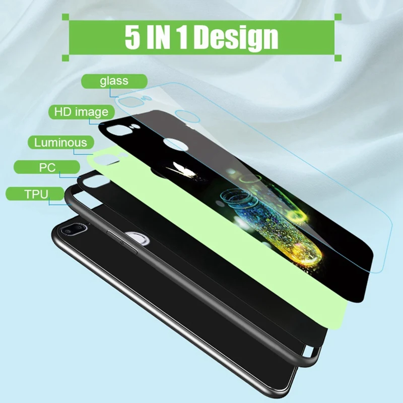 Hisomone Luminous Cover Case For Huawei Honor 7C 7A Luxury Glass Silicone Phone Case For Honor 7A 7C Pro Animal Space Back Cover