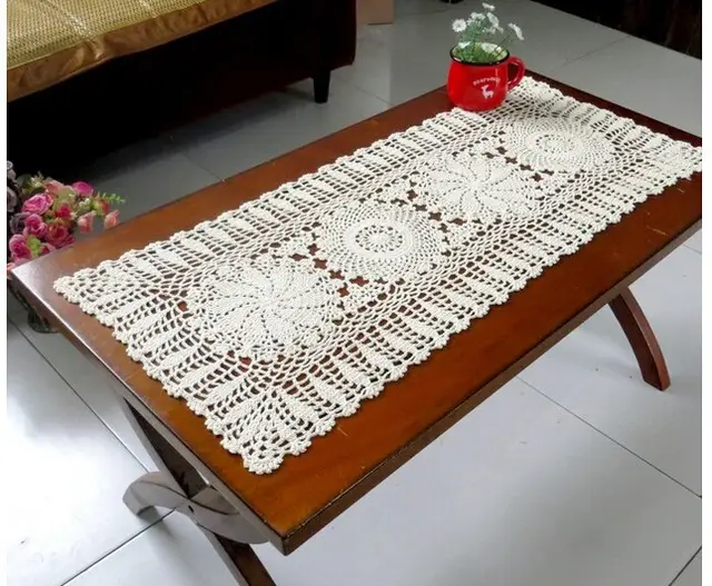 New Christmas Gift Handmade Crochet Flowers Tablecloth Cotton