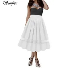 Sunfree модные, пикантные Для женщин девочек стрейч Высокая Талия Обычная Flared плиссированные длинные maxiskirt Фирменная Новинка Высокое качество DEC 7