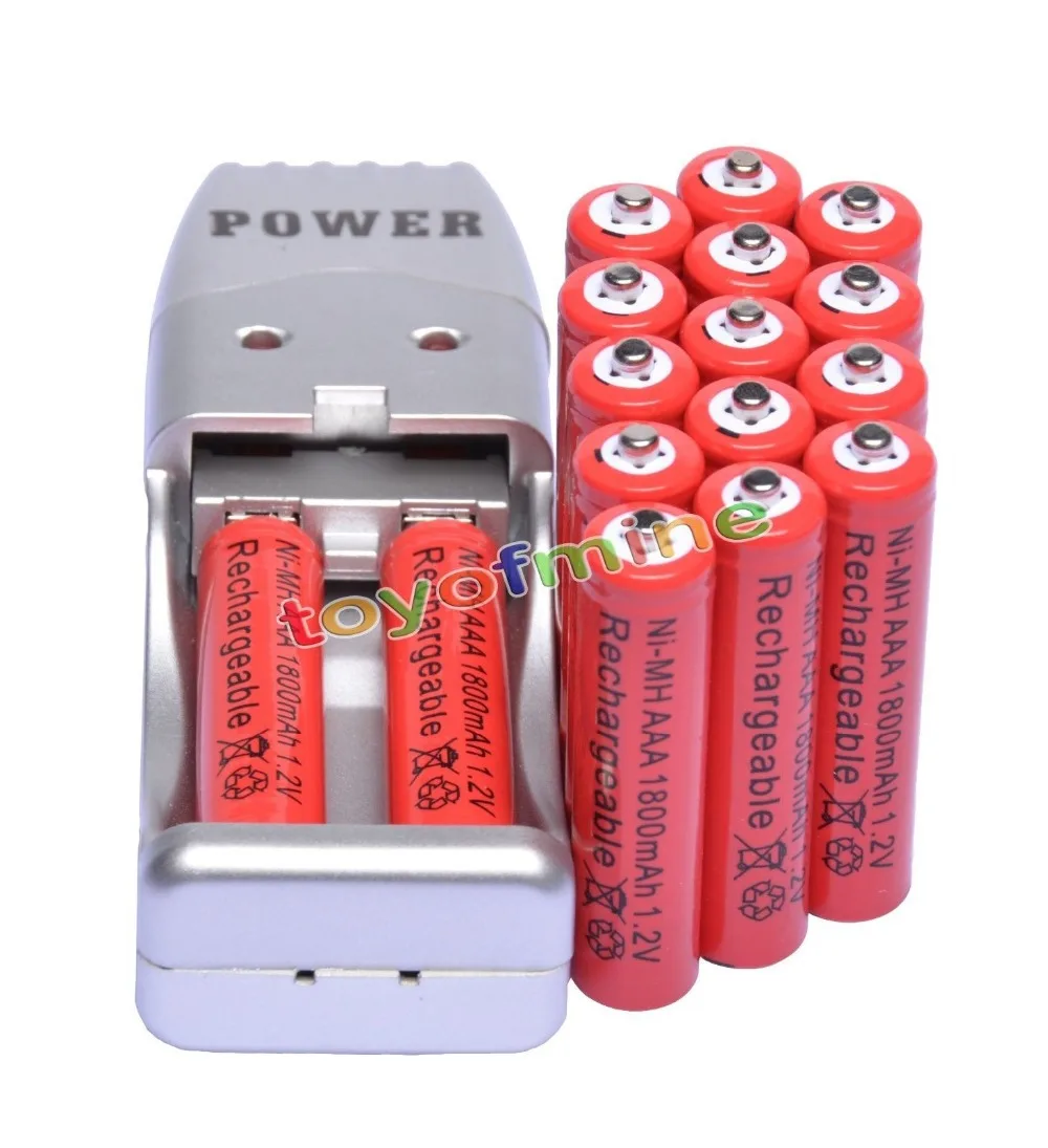 16x AAA 3A Red Color 1.2V Ni MH 1800mAh Rechargeable Battery + USB