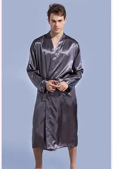 Fdfklak Neue große größe silk bademantel männer langarm frühling herbst roben herren nachtwäsche bad robe mann der bademäntel badjas XXL