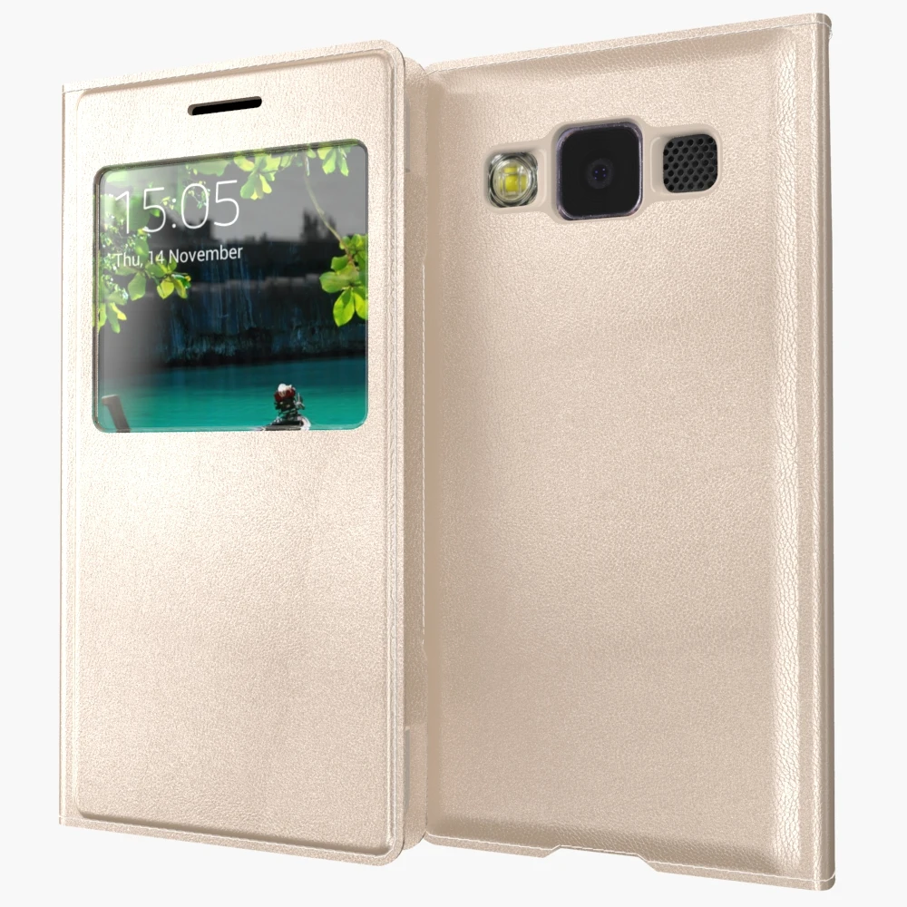

For Samsung Galaxy A3 A300 A3000 A300F / A5 A500F A500M A500G A5000 Luxury Smart View Window Cover Skin Flip Leather Case