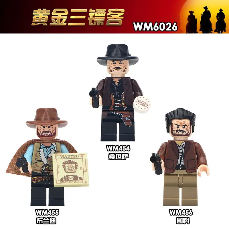 

Cowboy The Good The Ugly The Sad Old Fashion Movie Characters Action Figures Building Blocks mini toys for Children