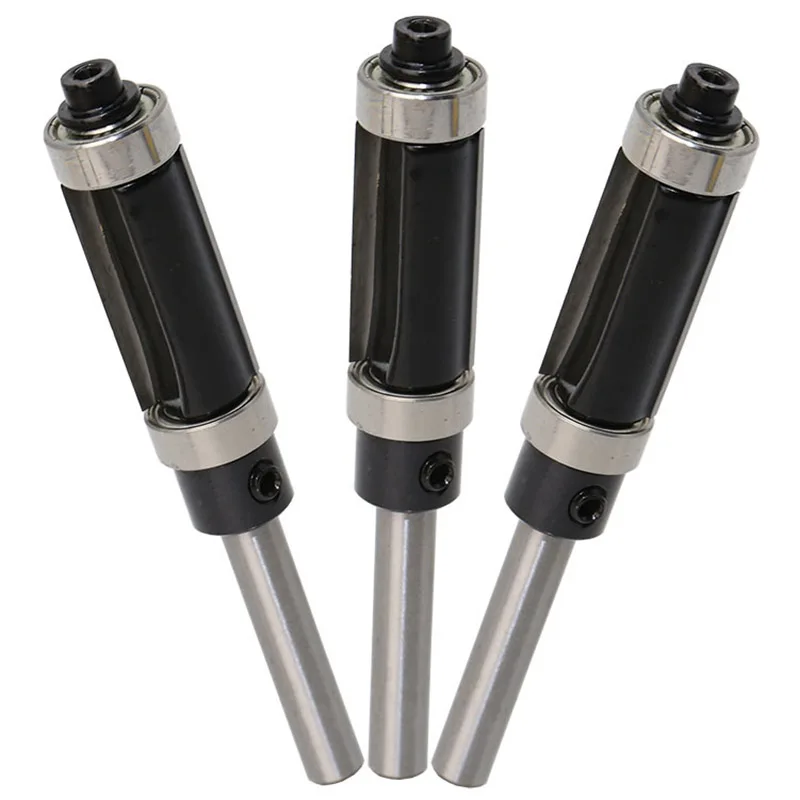 Double Bearing Trimming Cutter Double Edge Straight Router Bit Woodworking Tool Wood Milling Trimming Machine Boring Cutter 1/4