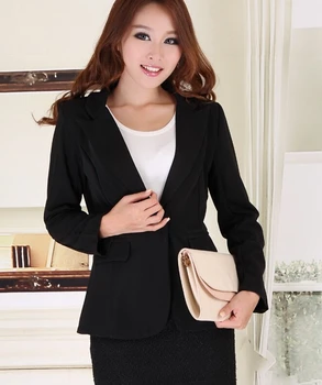 

J43431 Solid Color Single Button Notched Casual Blazer Chiffon Blazers and Jackets