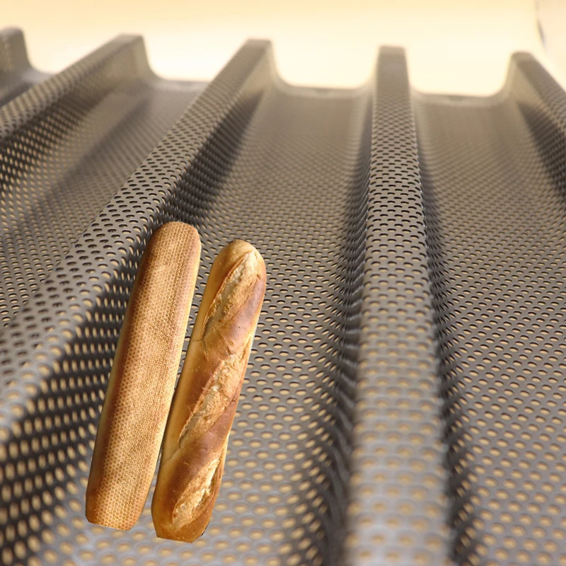 

Perforated French Baguette Baking Tray Aluminiun 60*40cm 4/5 Loaf Non Stick Coating Loaves Wave For Bread Bakeware Mould