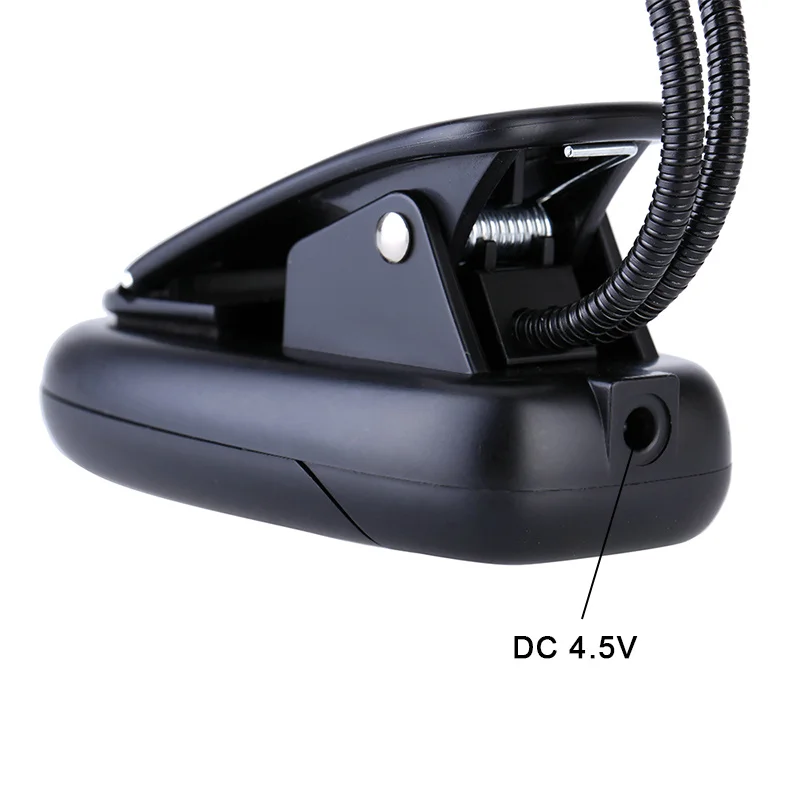 Dual Flexible Double Flex Goosenecks 4 LEDs Piano Music Stand Book Lights Reading Lamp Clip-on Table Desk Lamp USB/AAA Operated