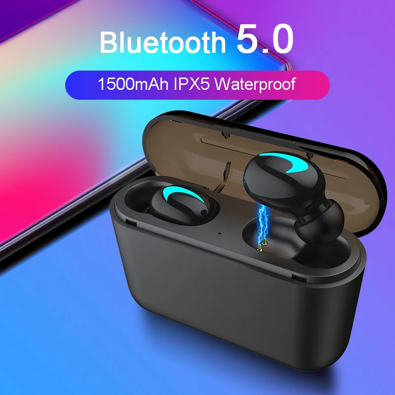 Q32 TWS Wireless Bluetooth Earphones 5 0 Stereo IPX5 Gaming Headset Wireless Headphones with charging box 1500 mAh power bank