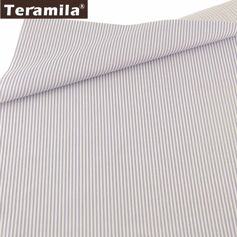 

Teramila 100% Cotton Fabric Tecido Material Patchwrok Twill Fat Quarter DIY Sewing White And Light Purple Strips Designs Tela