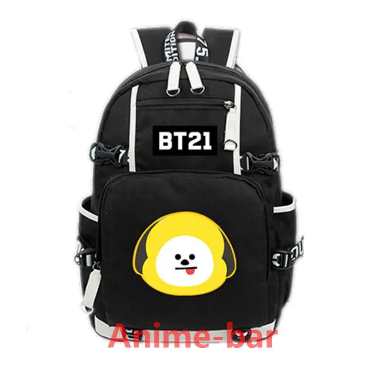 New BT21 TATA J HOPE SUGA School Backpack Bookbag Black