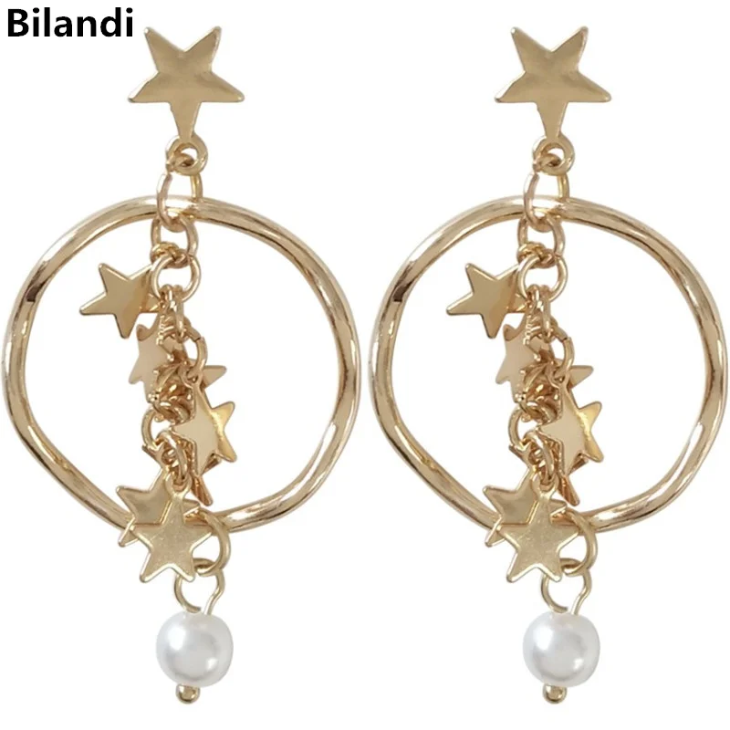 

Pretty Fashion Circle Stars Pearl Earrings For Women Jewelry