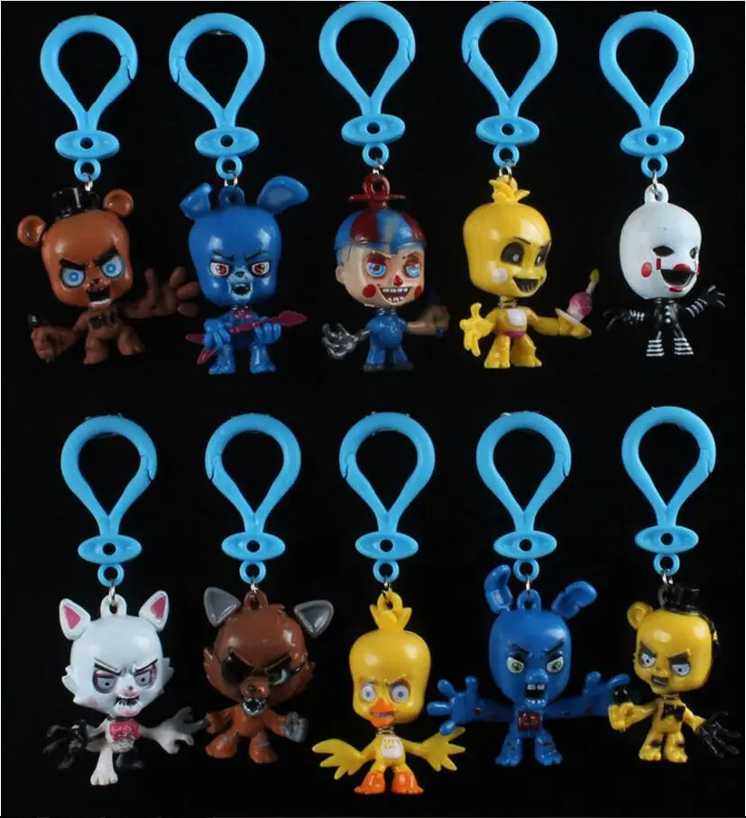 10pcs/set 7cm Five Nights At Freddy's PVC Keychain Figures Toy FNAF