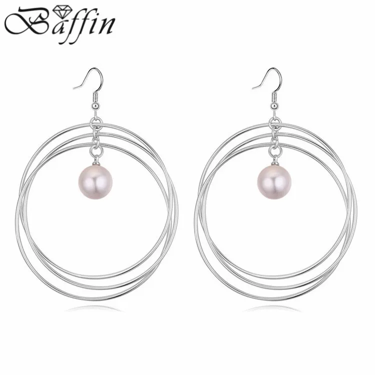 

BAFFIN Ethnic Retro Hoop Earrings with Simulated Pearls Multi layer Aros Boucle d'oreille Women Jewelry