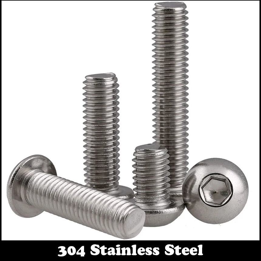 

20pcs M6 20mm M6*20mm 304 Stainless Steel DIN7380 Inner HEX Bolt Hexagon Socket Mushroom Round Button Head Screw