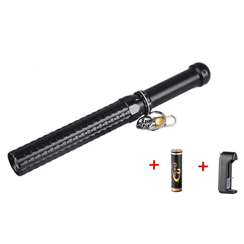 

LED Flashlight Telescopic Baton LED Torch Self Defense Zoomable Rechargeable Flashlight+18650 Battery+Charger