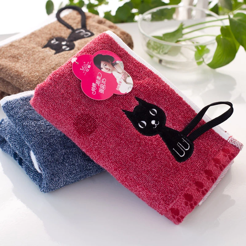 Милое плотное полотенце для лица с котом из хлопка, полотенце для рук для взрослых, быстросохнущее мягкое толстое впитывающее полотенце с петлей для подвешивания, дорожное полотенце s