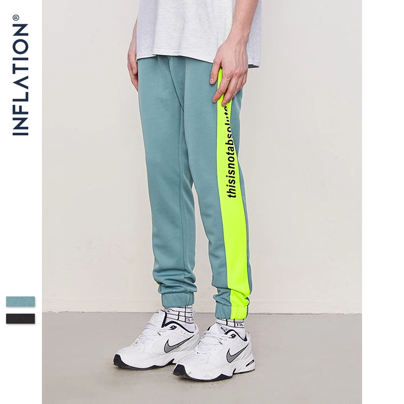 

INFLATION "This is not absolute"Side Stripe Letter Printing Contrast Color Mens SweatPants Street New 2018 Autumn Trousers 8838W