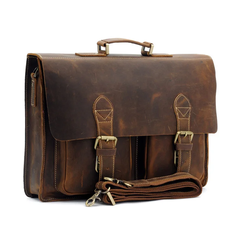 

Messenger bag men's shoulder bag Crazy Horse Genuine Leather Handbag Men's Bags male Vintage Crossbody Bags Leather 2018