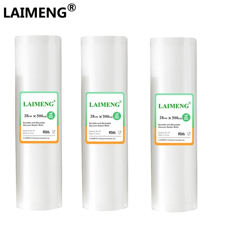 

LAIMENG Vacuum Packaging Bag 28cm*500cm 3 Rolls/Lot Vacuum Bags Storage Packing Bags For Home Vacuum Sealer Food Sealer R116