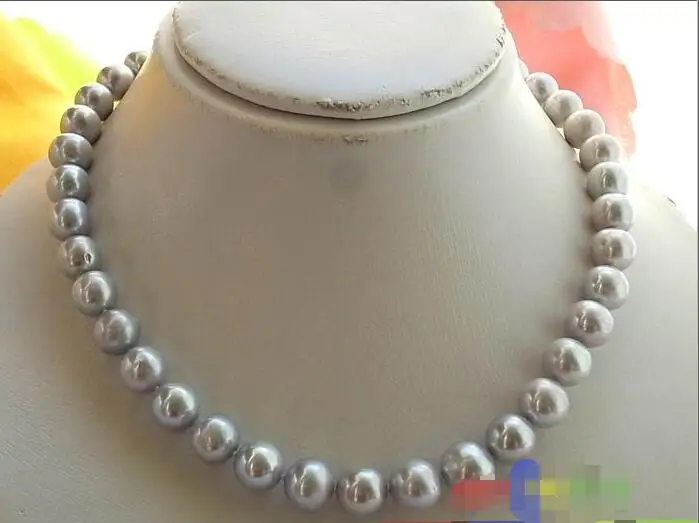 

FREE SHIPPING HOT sell new Style >>>>AAA++17" 12MM GRAY ROUND FW CULTURED PEARL NECKLACE