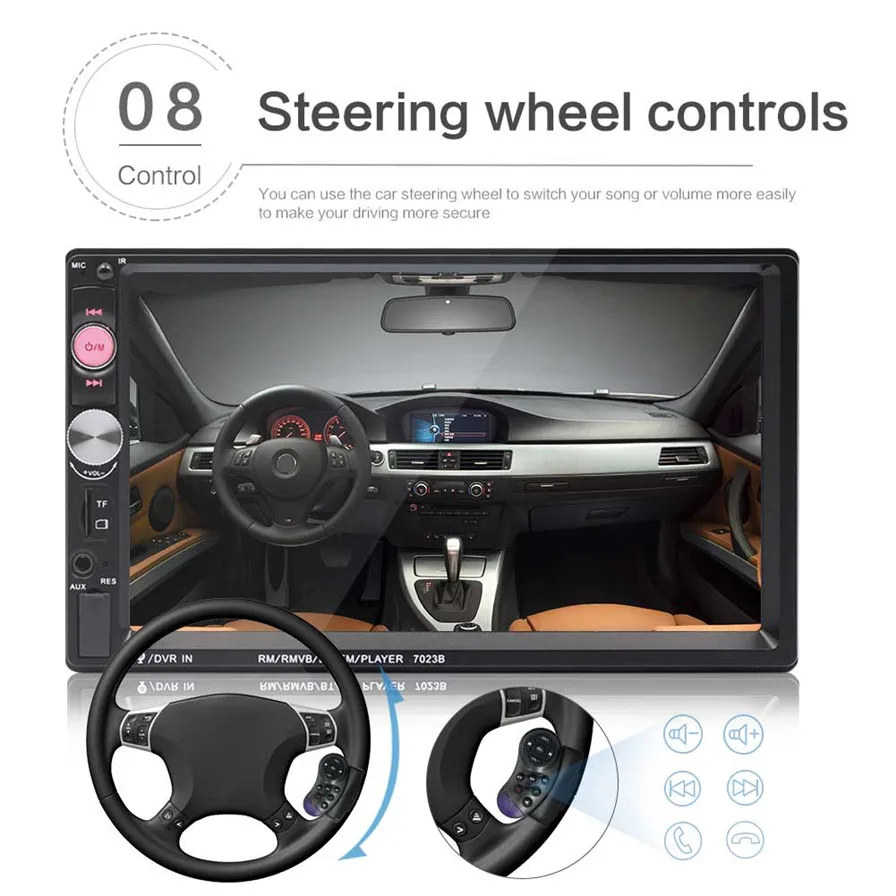 2 din 7 Inch HD touch screen Car radio Bluetooth Stereo audio Car Dual Car Multimedia MP5 Player remote controller