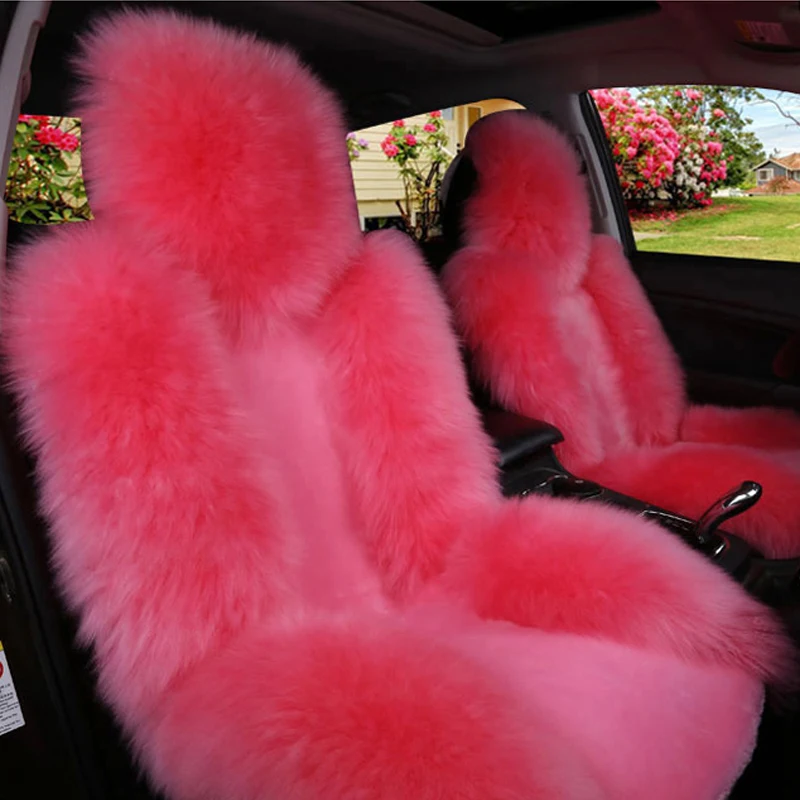 

Universal Long Wool Winter Fur Front Seat Cushion Car Seat Cover Sheepskin Natural Covers Car-styling Auto Interior Accessories