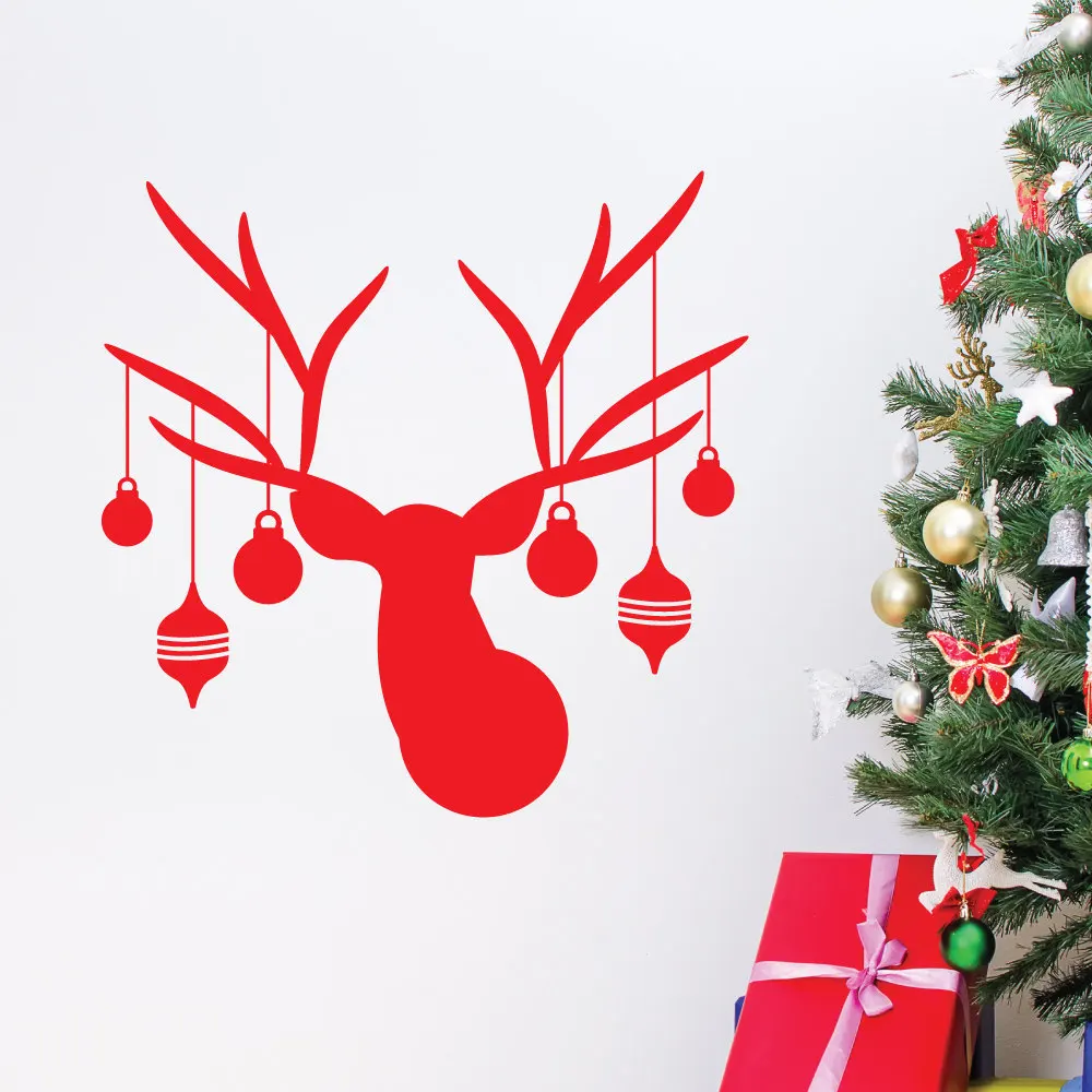 

Home Decor Reindeer Ornament Decorative Wall Sticker Home Art Vinyl Holiday Decals DIY Removable Living Room Window Mural M-218
