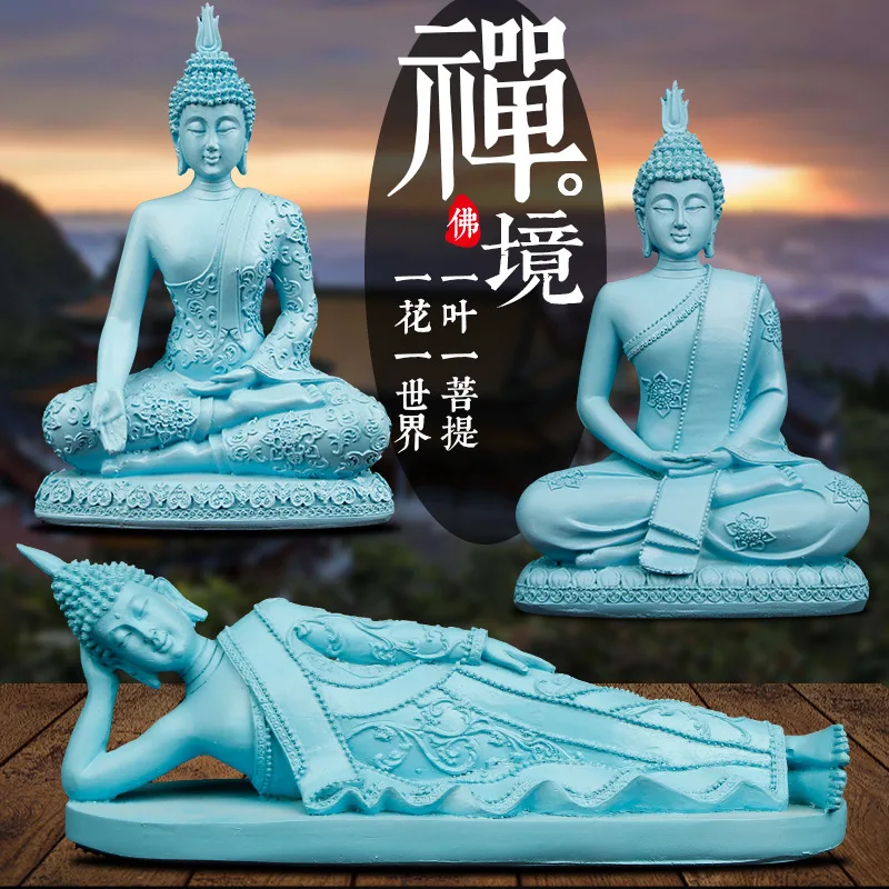 VILEAD синяя пластиковая статуя Будды Таиланд статуэтки Будды миниатюрные буддистская скульптура индийская фэншуй винтажный домашний декор