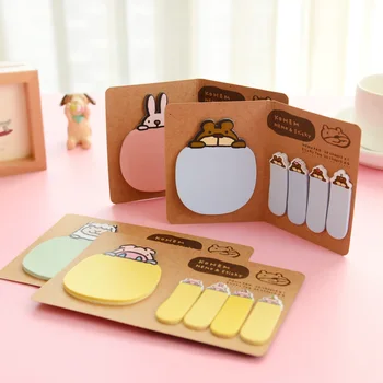 

24 pcs/Lot Color index sticky notes Kawaii rabbit sheep memo pad Diary notebook sticker Stationery Office School supplies F570