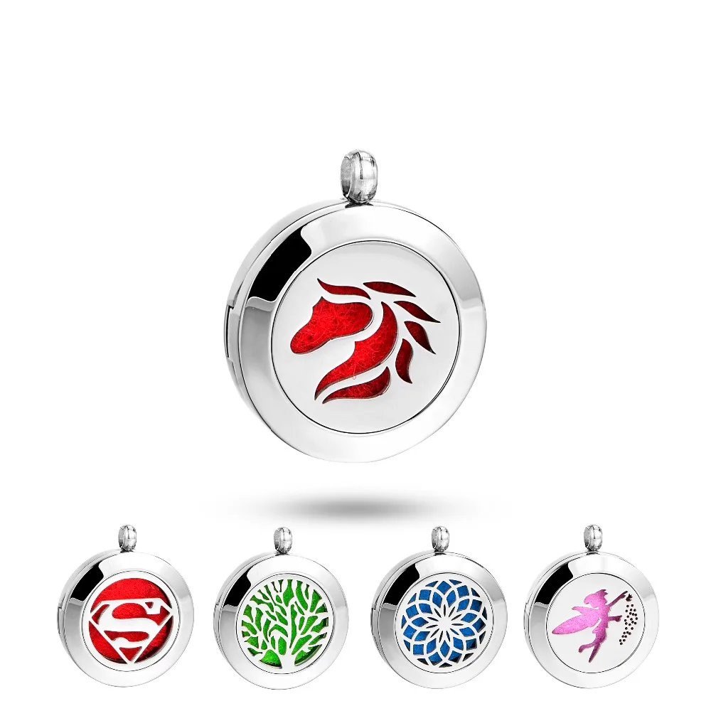 

20mm Round Design 316L Stainless Steel Small Diffuser Lockets with DIY Aromatherap Perfume Essential Oil Pendants Necklace