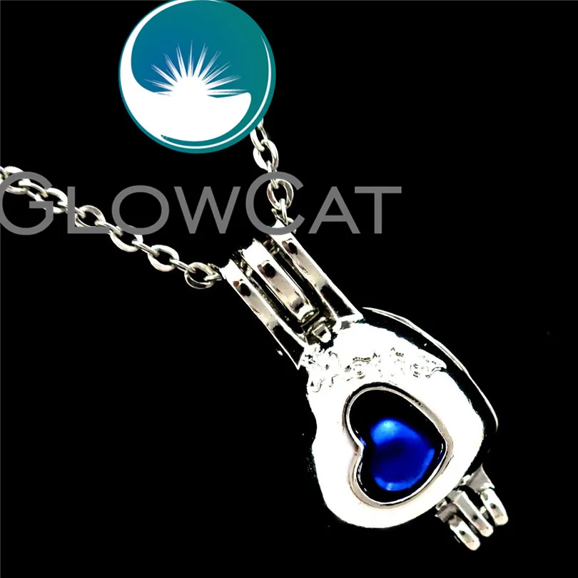 GLOWCAT R-K698 Silver Mother Heart Love Beads Cage Pendant Essential Oil Diffuser Aromatherapy Pearl Locket Necklace | Украшения и