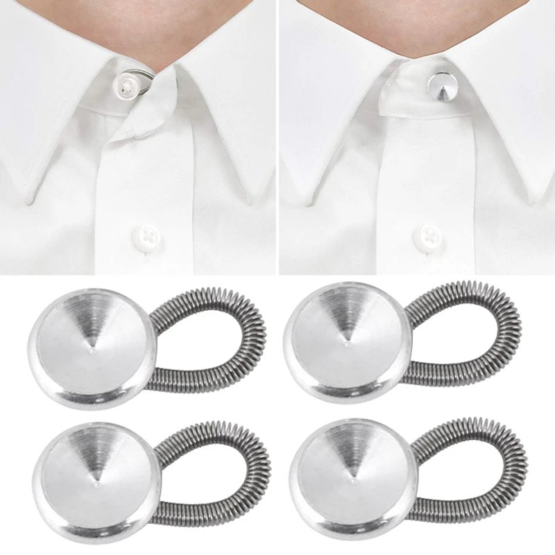 Collar Extenders Metal Buttons Jeans Pants Waist Stretch Shirt Suit Tie Neck Expanders Flexible