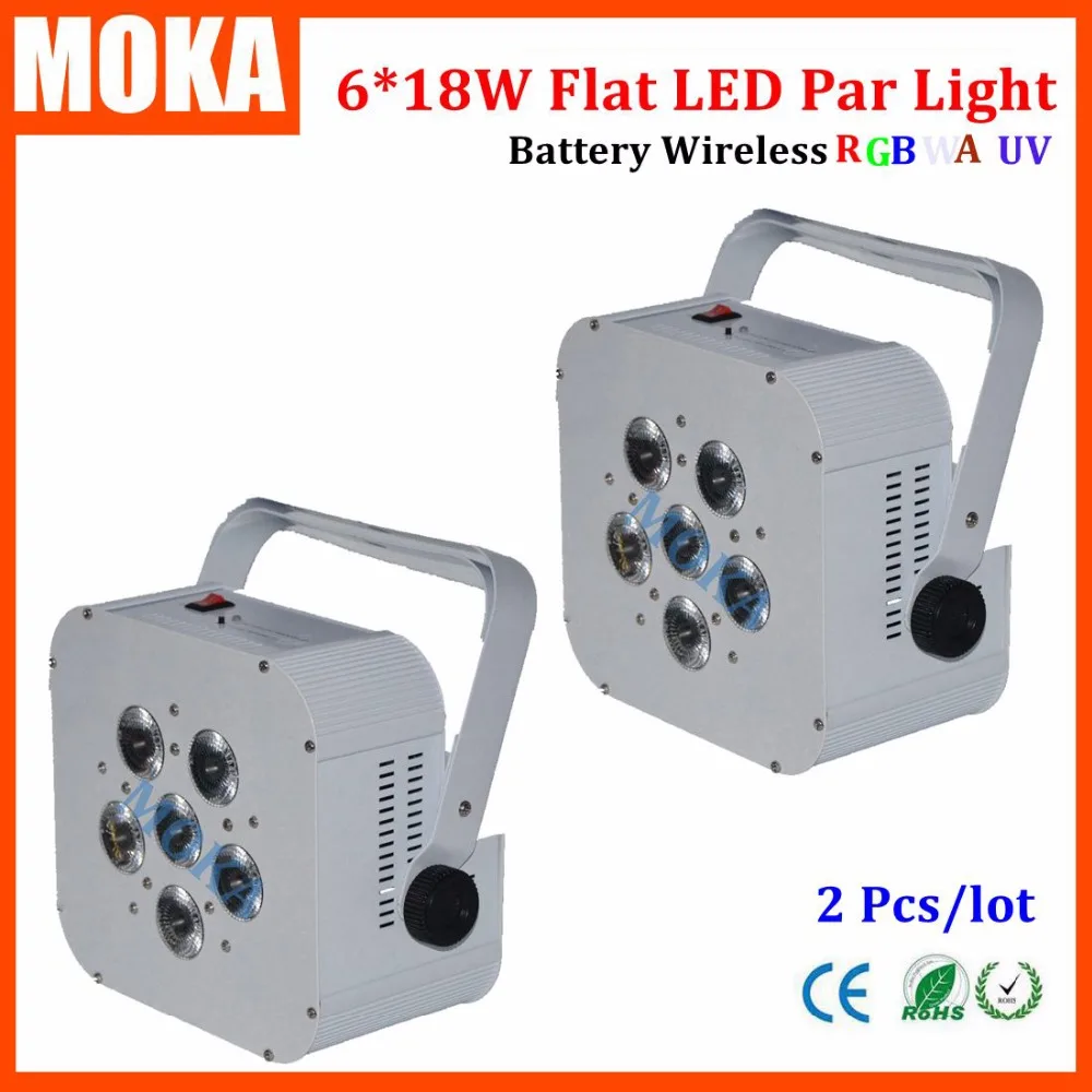 2PCS/LOT Led Par Light 6X18W Wireless Battery Par Led Light Uplights