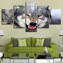 Гостиная украшения дома плакат модульная фотографии 5 компл. принты спрей нарисованное животное волк современный Стиль HD стены картины