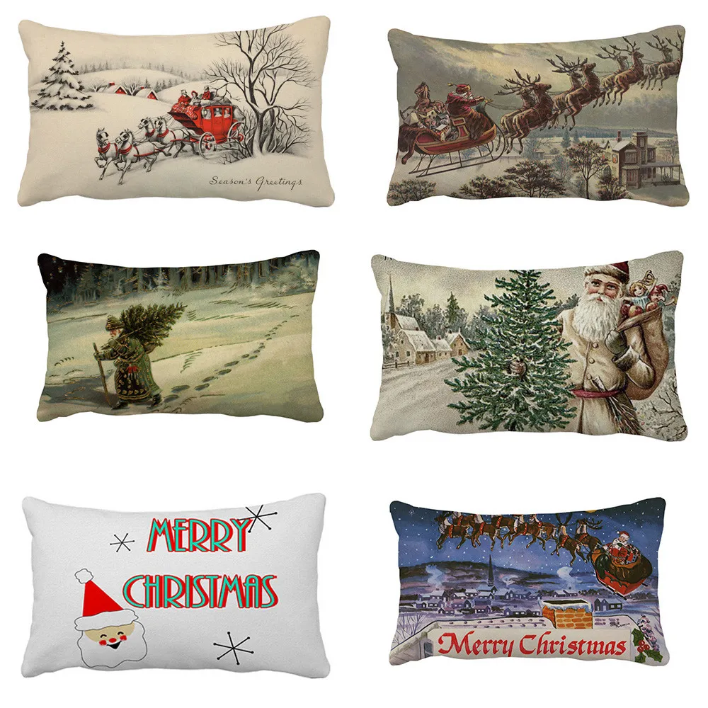 

Pillowcases Christmas Soft Sofa Cushion Cover Home Decoration Pillow Case Waist Kussenhoes Funda Cojin Housse de Coussin Cojines