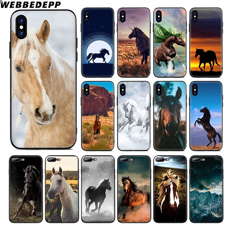 

WEBBEDEPP Fine Horse Art Soft Silicone Case for Apple iPhone Xr Xs Max X or 10 8 7 6 6S Plus 5 5S SE Phone Case