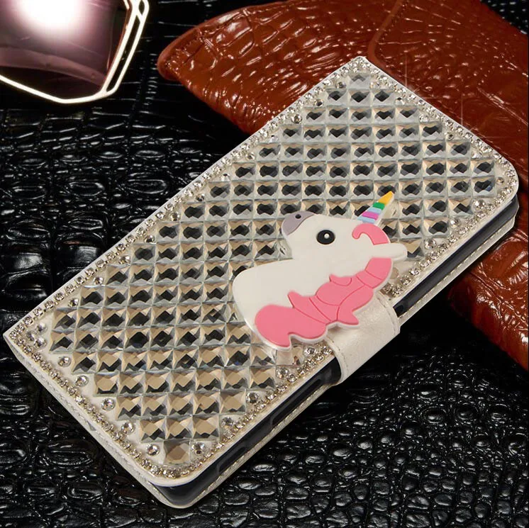 YeLun для zte Nubia M2 Lite роскошный Единорог бант с кристаллами Bling Флип PU кожаный чехол - Цвет: A4