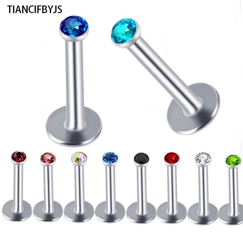 

TIANCIFBYJS Labret jewelry body jewelry 200pcs/lot crystal stainless steel piercing jewelry lip piercing mix 10 colors