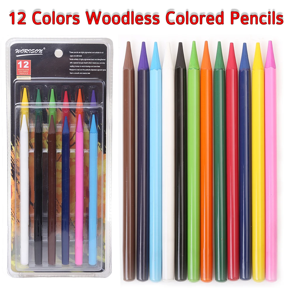 

High Quality 12Colors Woodless Colored Pencils Lapis De Cor Professionals Artist Painting Color Pencil for School Supplies