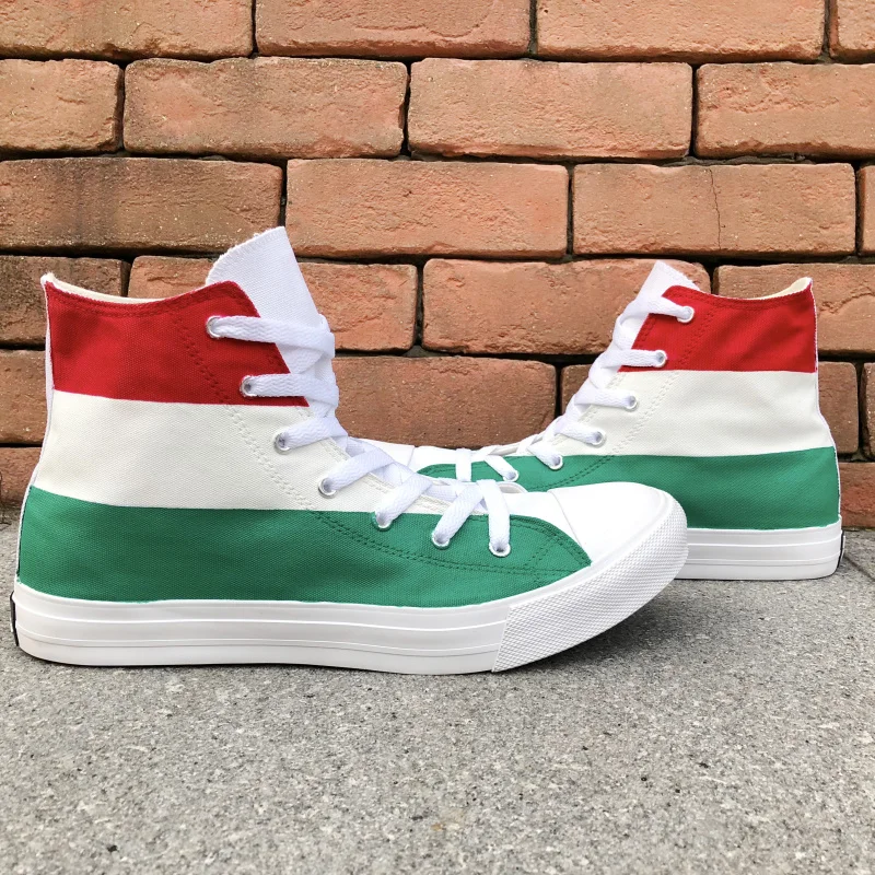 

Wen Design Hand Painted Sneaker Hungary Flag High Top Men Women's Canvas Shoes Adult Athletic Skateboarding Shoes Gifts