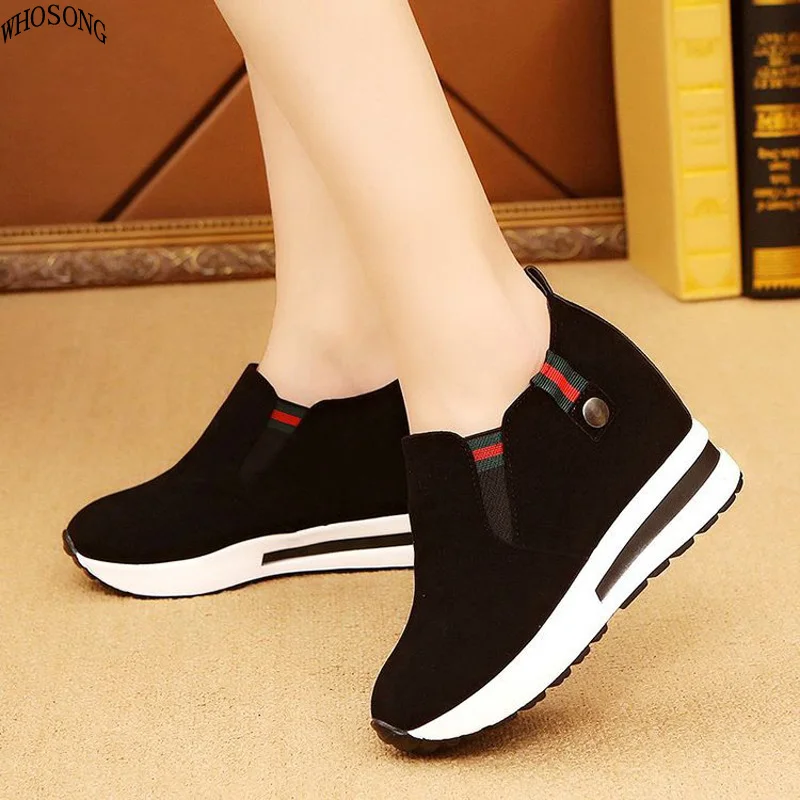 

WHOSONG Spring Autumn Women Casual Platform Shoes High Heels Woman Wedges sneakers Loafers Heigh Platform Canvas shoe M46