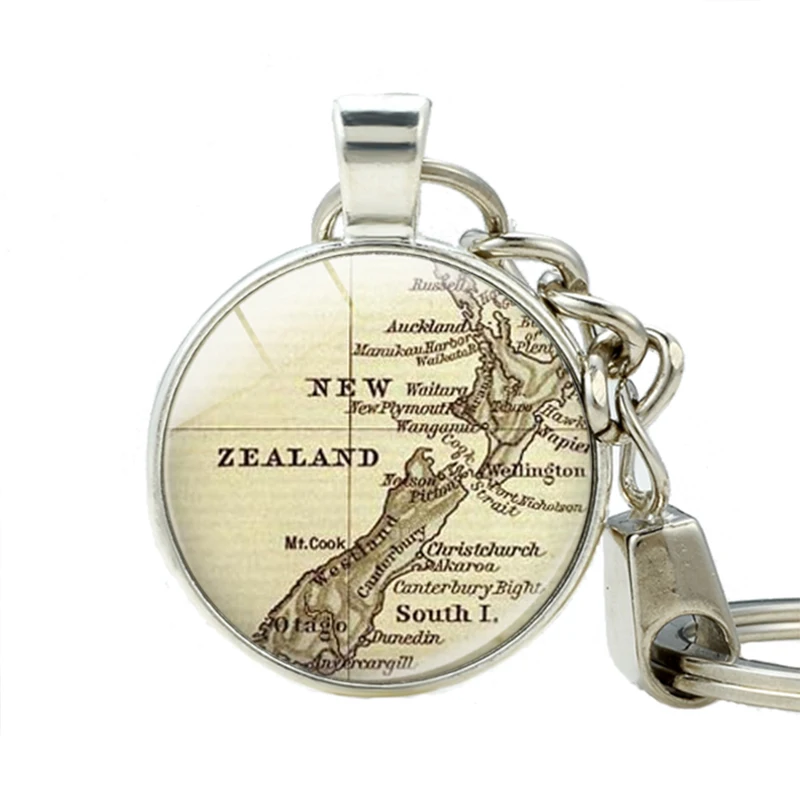 Buy New Zealand Map Glass Photo Keychains New Zealand Map Key Holder Stainless