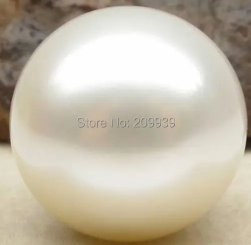 

huij 00274 PERFECT ROUND SOUTH SEA GENUINE 14.5MM WHITE CREAM LOOSE PEARL UNDRILL